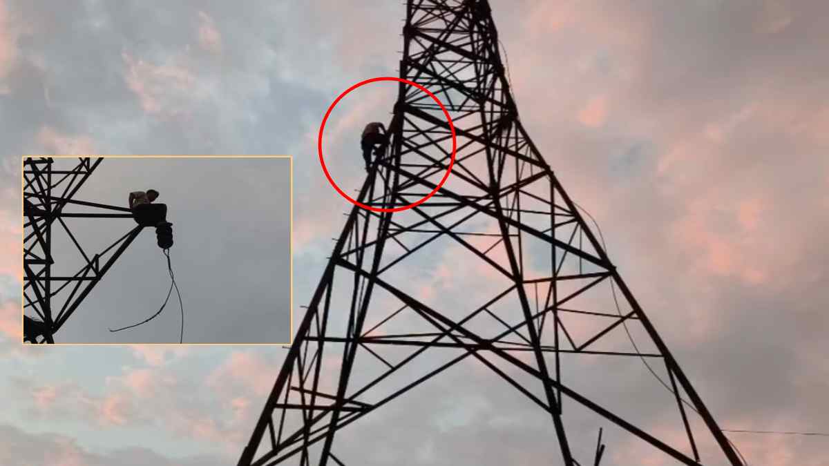 अतिक्रमण हटाने के दौरान बवाल: बुलडोजर के साथ पहुंचा प्रशासन तो हाईटेंशन टावर पर चढ़ गया शख्स, जान देने की देने लगा धमकी