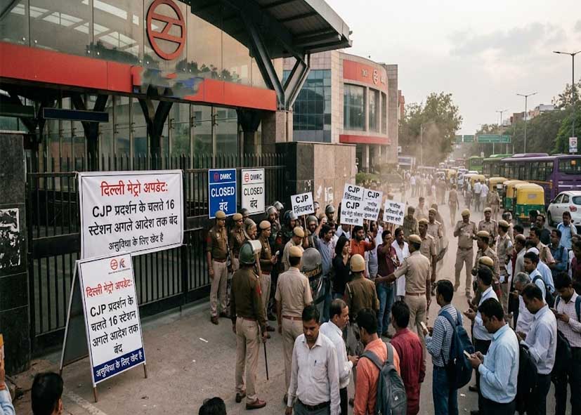 दिल्ली मेट्रो का बड़ा अपडेट: CJP प्रदर्शन के चलते 16 स्टेशन अगले आदेश तक बंद