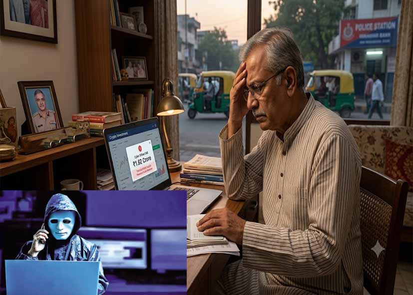दिल्ली में रिटायर्ड अफसर से 1.62 करोड़ की साइबर ठगी, क्रिप्टो निवेश के नाम पर बनाया शिकार