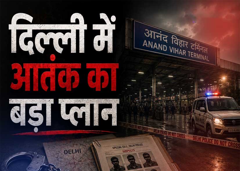 दिल्ली में बड़े आतंकी हमले की साजिश नाकाम! बस अड्डा, रेलवे स्टेशन और न्यू पुलिस लाइंस थे निशाने पर