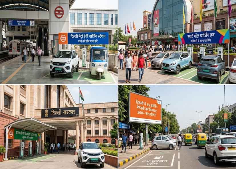 दिल्ली में बढ़ेगा EV चार्जिंग नेटवर्क, मेट्रो स्टेशन, मॉल और सरकारी परिसरों में लगेंगे चार्जिंग स्टेशन