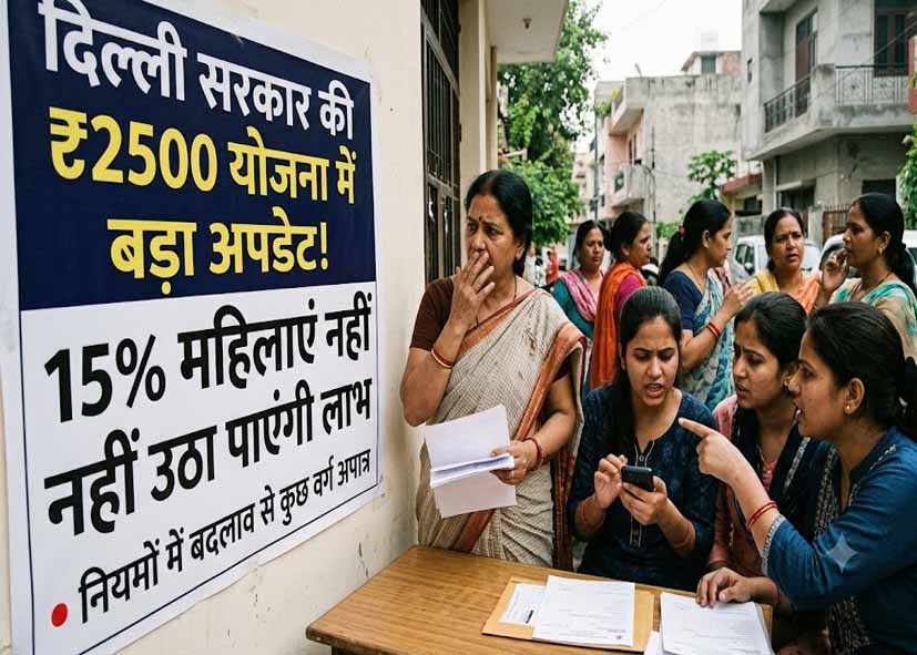 दिल्ली सरकार की ₹2500 योजना में बड़ा अपडेट,15% महिलाएं नहीं उठा पाएंगी लाभ