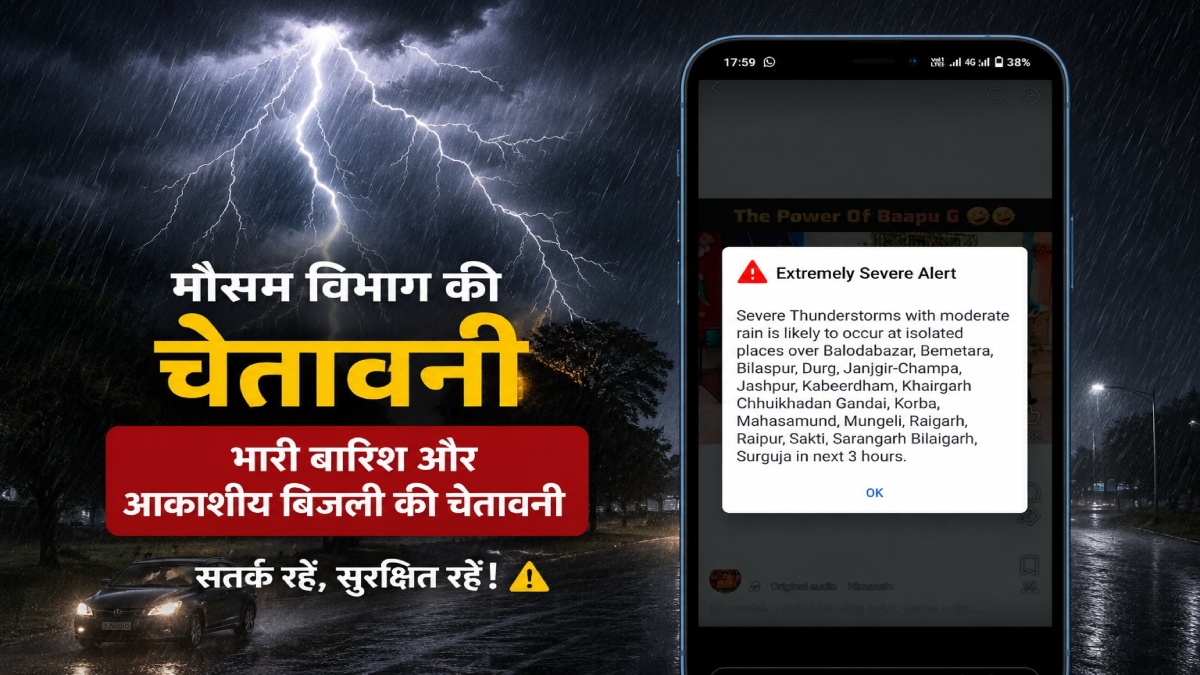 अलर्ट: छत्तीसगढ़ के कई जिलों में गरज-चमक के साथ होगी बारिश, मौसम विभाग ने जारी की चेतावनी