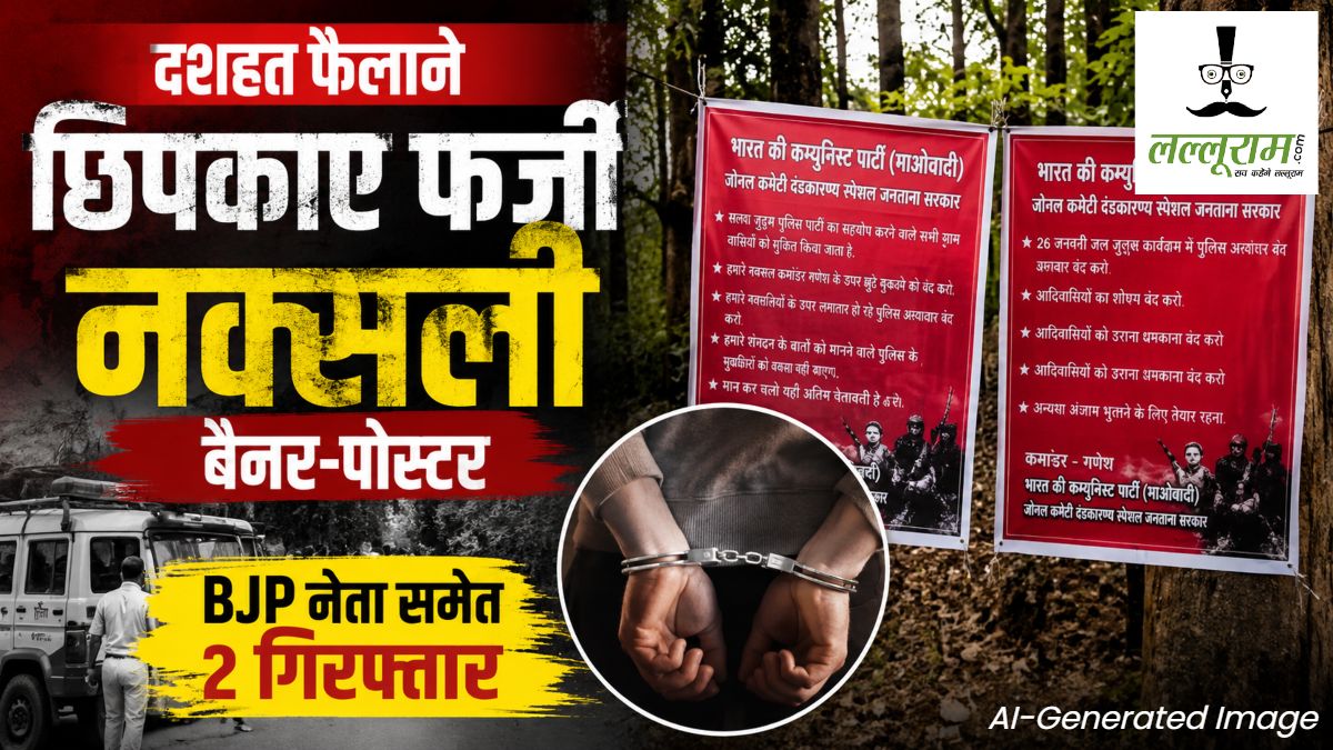 Crime News : दशहत फैलाने छिपकाए फर्जी नक्सली बैनर-पोस्टर, BJP नेता समेत 2 गिरफ्तार