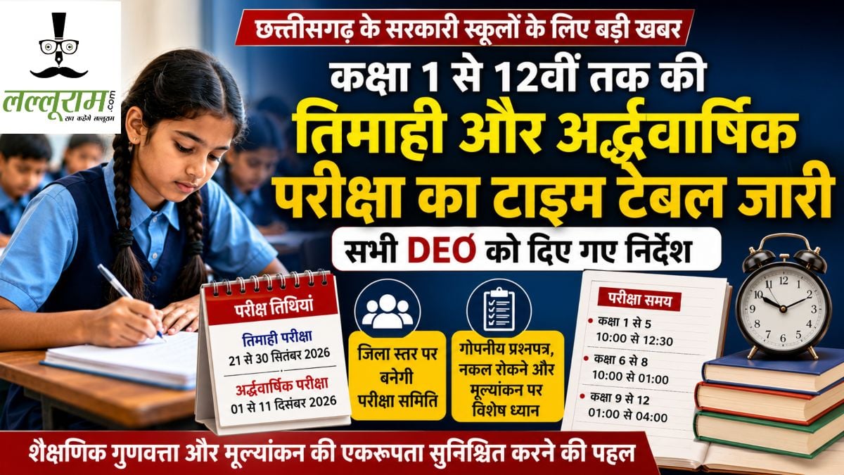 CG School Exam Time Table: कक्षा 1 से 12वीं तक की तिमाही और अर्द्धवार्षिक परीक्षाओं की तारीखें घोषित, जिला स्तर पर बनेगी परीक्षा समिति
