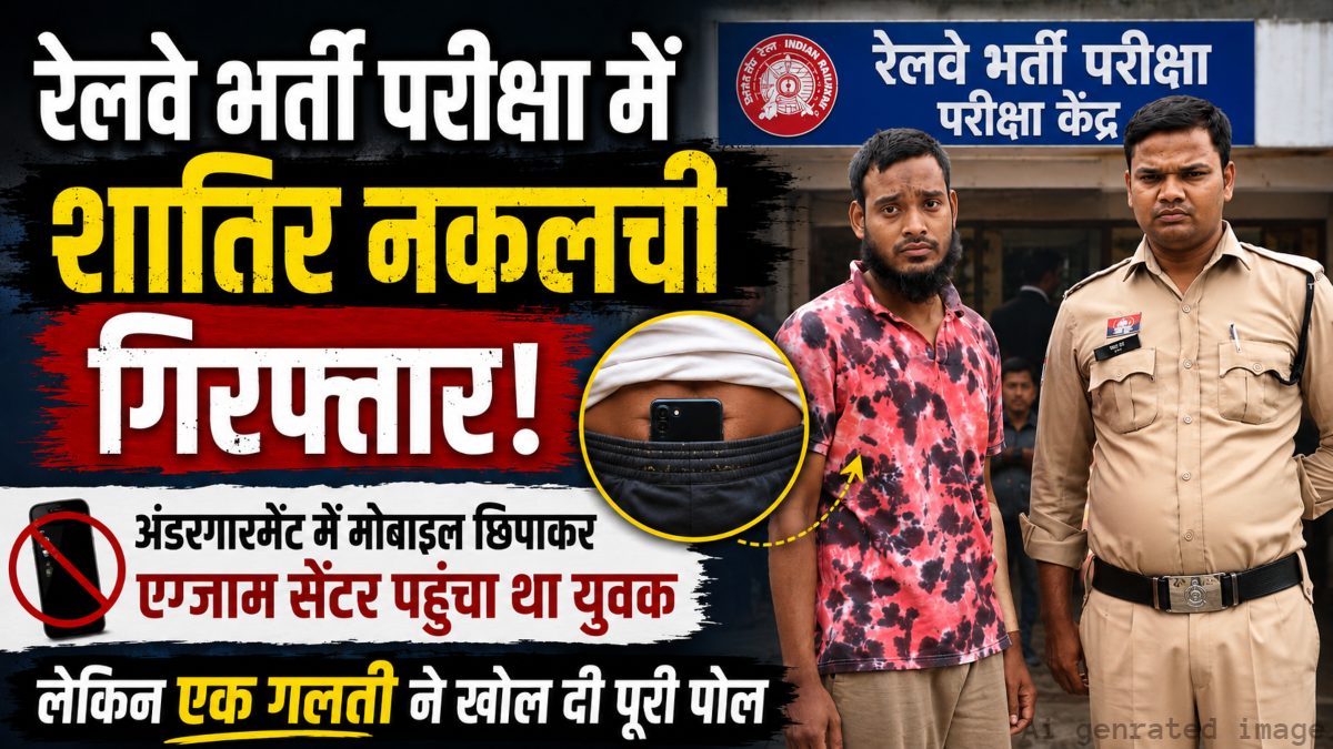 रेलवे भर्ती परीक्षा में शातिर नकलची गिरफ्तार: अंडरगारमेंट में मोबाइल छिपाकर एग्जाम सेंटर पहुंचा था युवक, लेकिन एक गलती ने खोल दी पूरी पोल