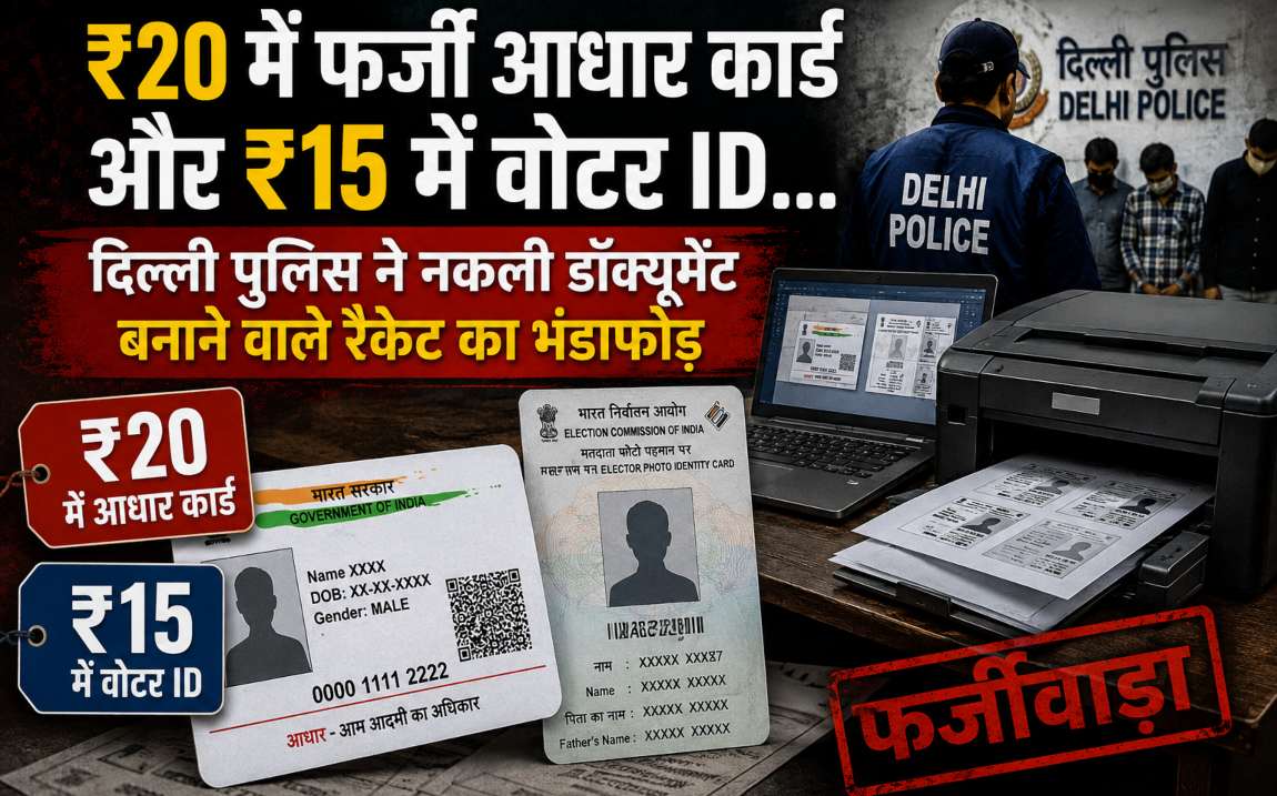 ₹20 में फर्जी आधार कार्ड और ₹15 में वोटर ID… दिल्ली पुलिस ने नकली डॉक्यूमेंट बनाने वाले रैकेट का भंडाफोड़ किया