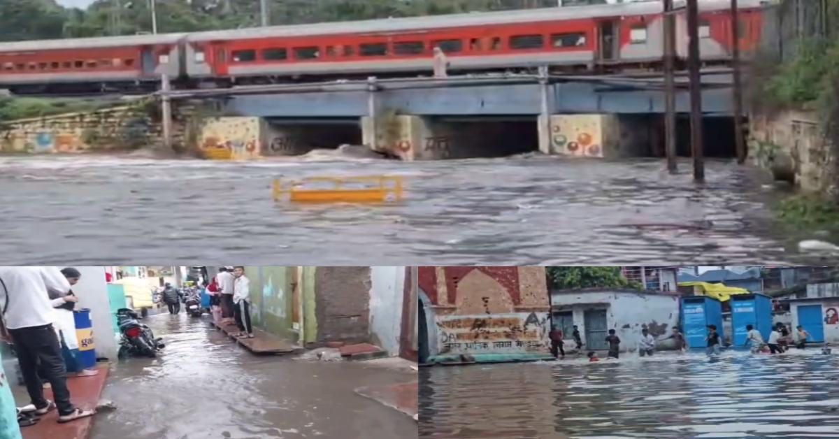 खंडवा में बारिश ने खोली निगम के दावों की पोल: रेलवे स्टेशन, पुलिया और स्कूल में भरा पानी, बच्चों ने स्विमिंग पूल समझकर की तैराकी