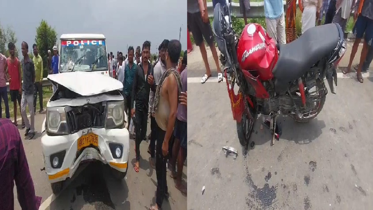 पुलिस बोलेरो और बाइक की आमने-सामने टक्कर में युवक की दर्दनाक मौत, ग्रामीणों ने काटा बवाल
