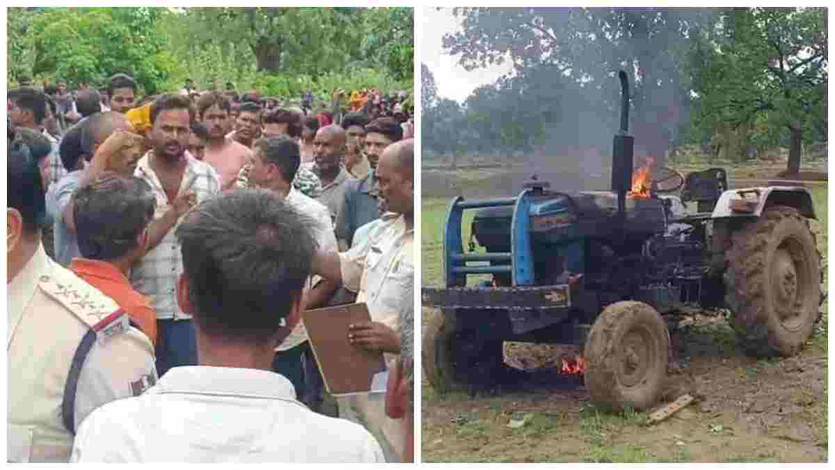 अवैध रेत से भरे ट्रैक्टर ने युवक को कुचला: मौत के बाद आक्रोशित भीड़ ने फूंका टैक्टर शव रखकर लगाया जाम 