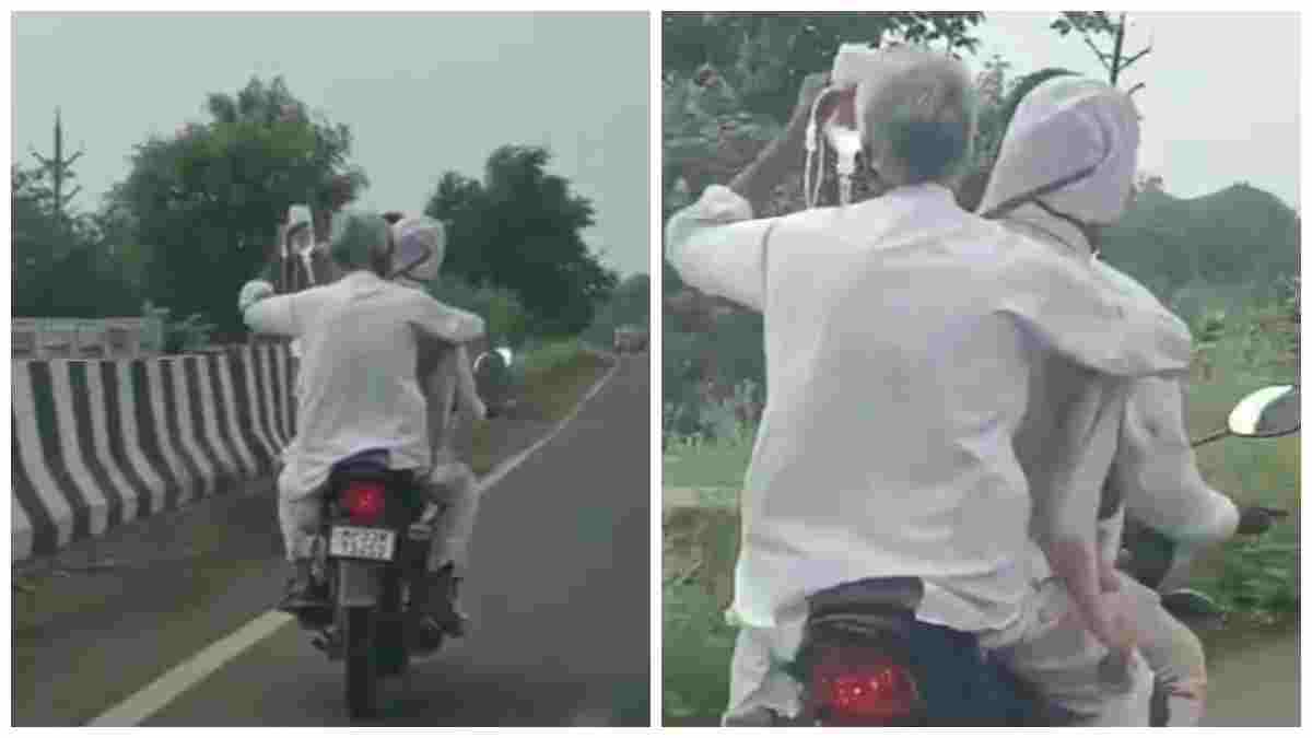 ऐसी भी क्या मजबूरी! ड्रिप लगे मरीज को बिठाकर फोरलेन पर दौड़ाई बाइक, Video वायरल   