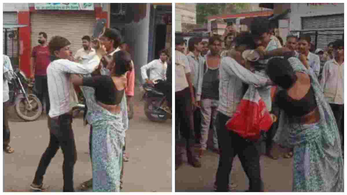 महिला से छेड़खानी मनचले को पड़ी भारी: बीच सड़क युवक को चप्पलों से पीटा, Video वायरल   