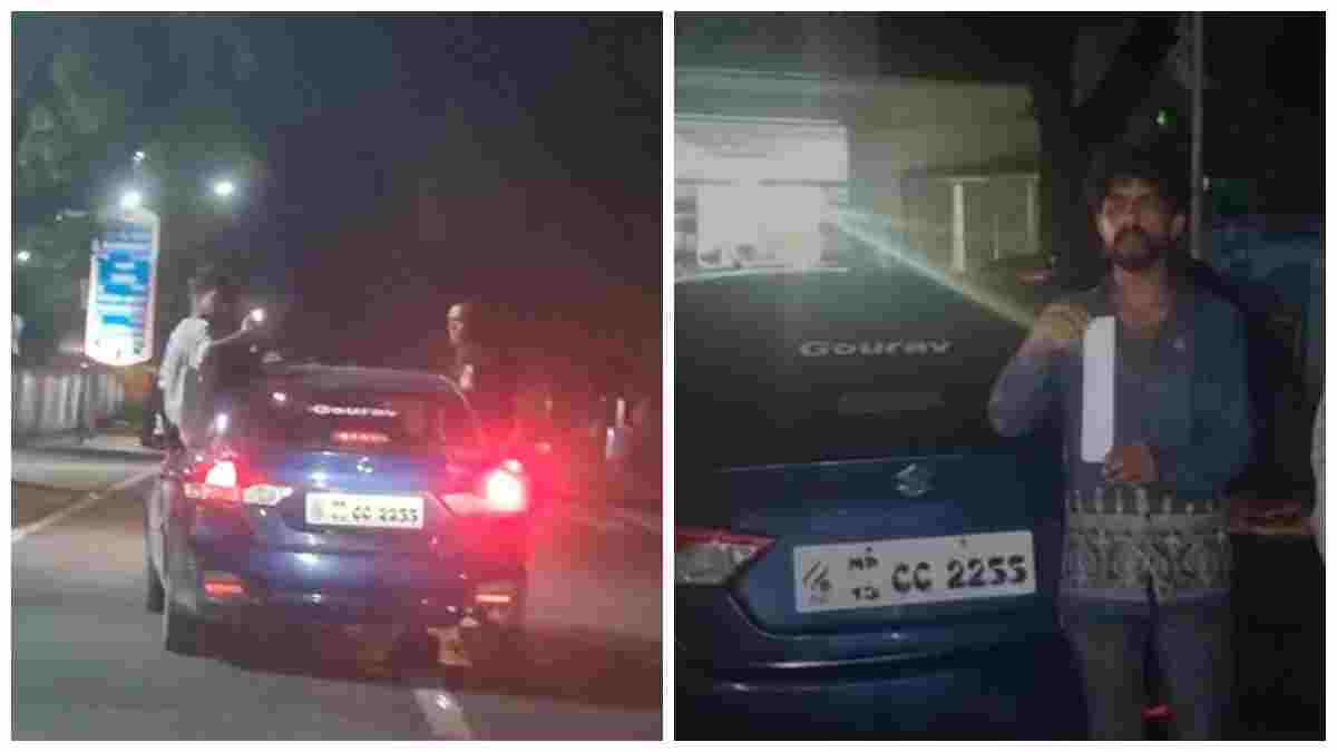चलती कार से बाहर लटककर स्टंट! सड़क पर मौत का खेल खेलने वाले युवक को पुलिस ने सिखाया सबक, काटा 5 हजार का चालान   