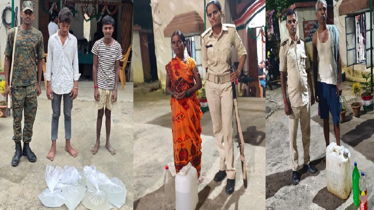 शराब तस्करों पर पुलिस का बड़ा एक्शन, 80 लीटर देशी चुलाई शराब के साथ 4 गिरफ्तार