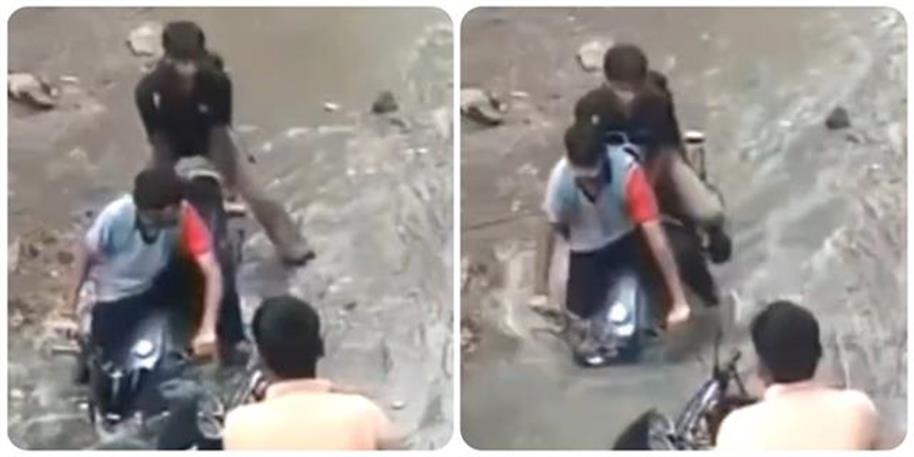 फरीदाबाद में बड़ा हादसा टला: सीवर के गहरे गड्ढे में बाइक समेत गिरे दो युवक, बाल-बाल बची जान