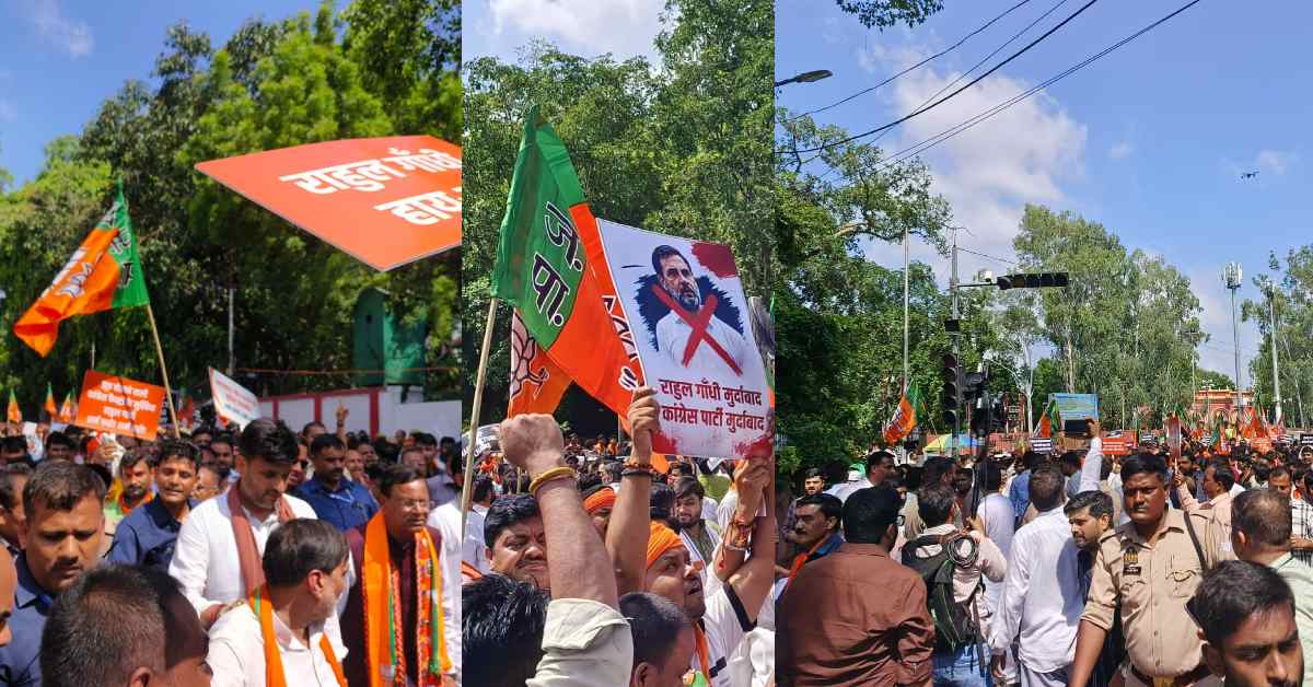 लोकतंत्र में विरोध करना अपमान? PM आवास के बाहर राहुल के प्रदर्शन के खिलाफ उतरे भाजपाई