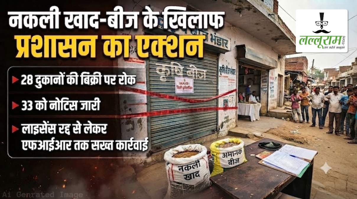 नकली खाद-बीज के खिलाफ प्रशासन के एक्शन से हड़कंप: 28 दुकानों की बिक्री पर रोक, 33 को नोटिस, लाइसेंस रद्द से लेकर एफआईआर तक सख्त कार्रवाई