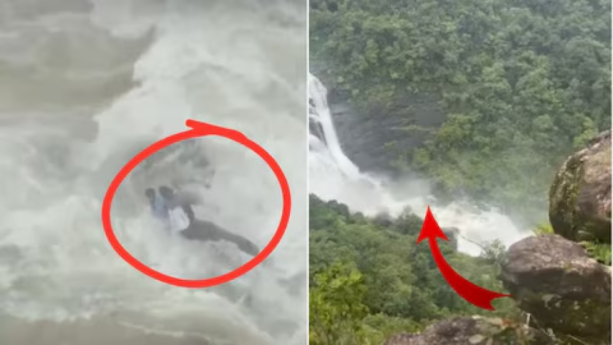 कर्नाटक में उफनते वाटरफॉल में फंसे कॉलेज स्टूडेंट्स, मौत के मुंह से सभी को रेस्क्यू किया गया