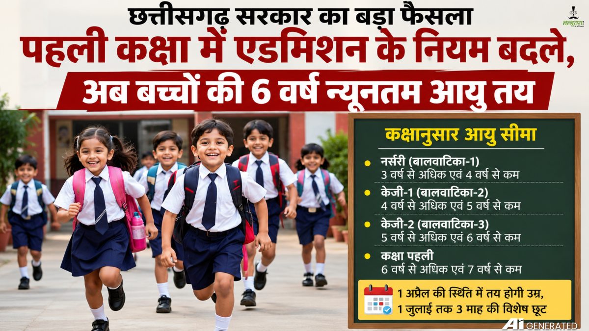 छत्तीसगढ़ सरकार का बड़ा फैसला : पहली कक्षा में एडमिशन के नियम बदले, अब न्यूनतम आयु 6 वर्ष तय