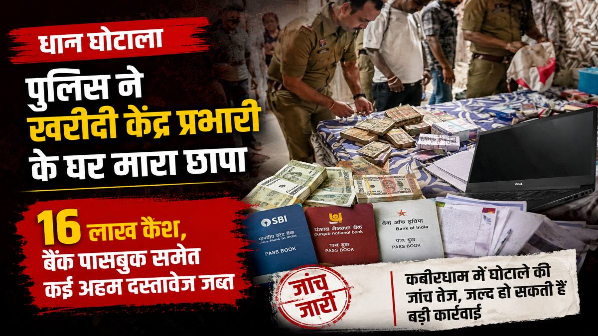 धान घोटाला मामले में बड़ी कार्रवाई : पुलिस ने खरीदी केंद्र प्रभारी के घर मारा छापा, 16 लाख कैश, कई अहम दस्तावेज और कंप्यूटर जब्त