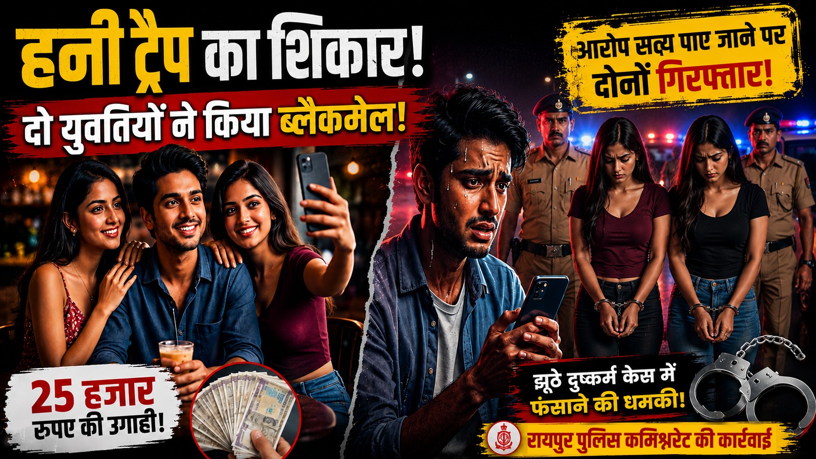 हनीट्रैप और ब्लैकमेलिंग का मामला: दुष्कर्म के झूठे केस में फंसाने की धमकी देकर कारोबारी से ऐंठे 25 हजार, जांच में आरोप सही मिलने पर दो युवतियां गिरफ्तार