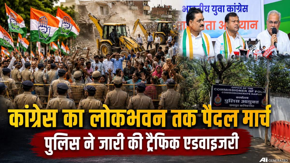 नकटी गांव विवाद : कांग्रेस का लोकभवन तक पैदल मार्च कल, पुलिस ने जारी की ट्रैफिक एडवाइजरी