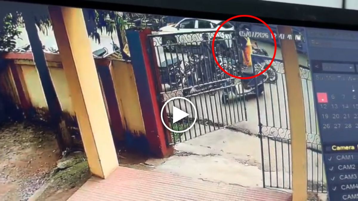 VIDEO: थाने के सामने दिनदहाड़े महिला से चैन स्नैचिंग, CCTV में कैद हुई वारदात