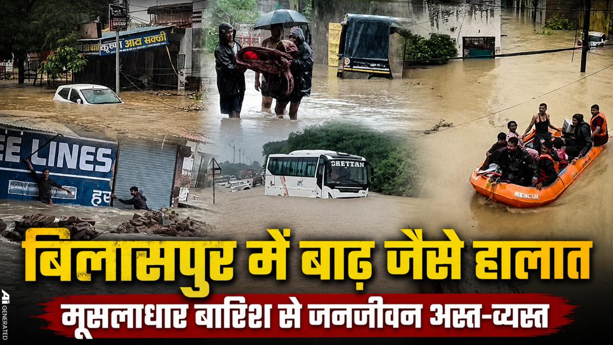 बिलासपुर में 20 साल बाद बाढ़ जैसे हालात: मूसलाधार बारिश से सड़कें-घर जलमग्न, 5 ट्रेनें रद्द, SDRF ने 40 से अधिक लोगों का किया रेस्क्यू