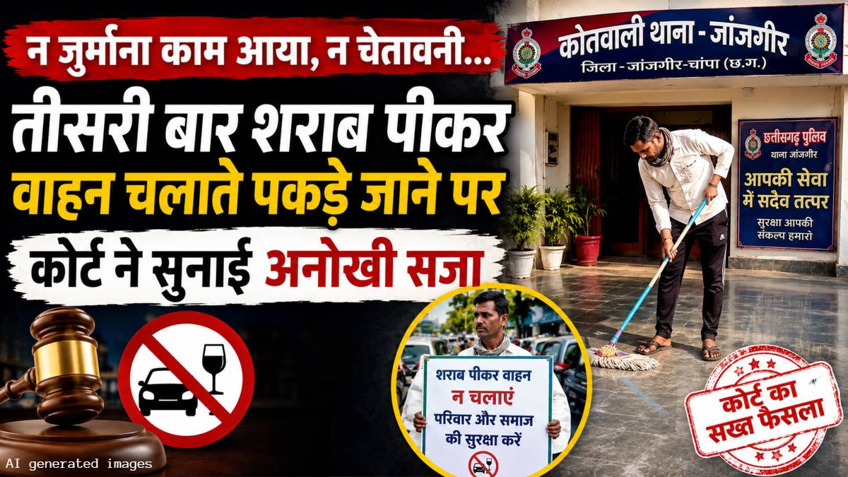 न जुर्माना काम आया, न चेतावनी… तीसरी बार शराब पीकर वाहन चलाते पकड़े जाने पर कोर्ट ने सुनाई अनोखी सजा