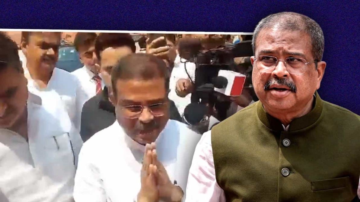 इस्तीफे के बाद संसद पहुंचे धर्मेंद्र प्रधान, लगे जिंदाबाद के नारे, विपक्ष का विरोध प्रदर्शन