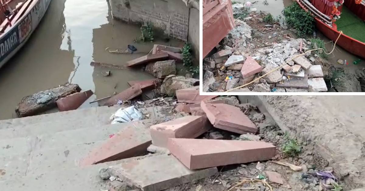सीएम योगी के ड्रीम प्रोजेक्ट में लापरवाही! गुप्तार घाट पर 3.67 करोड़ के काम का मलबा सरयू में फेंका