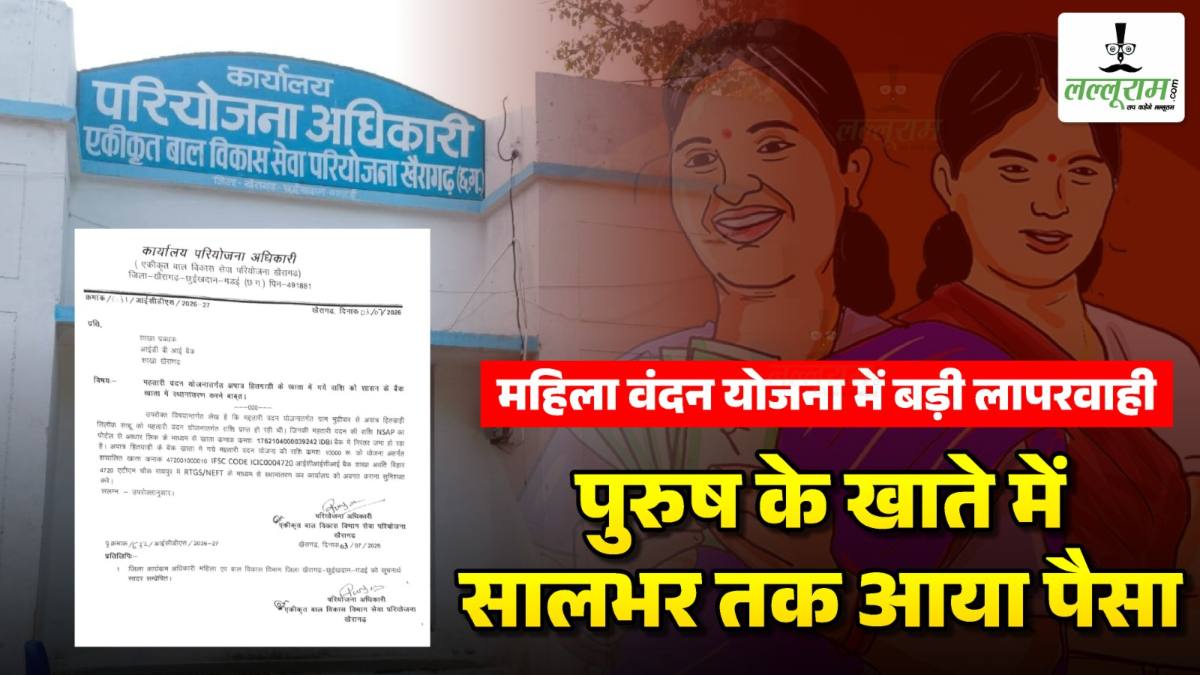 महिला वंदन योजना में बड़ी लापरवाही : पुरुष के खाते में सालभर तक आया पैसा, आवेदन में पति भी निकला वही शख्स, फिर भी नहीं पकड़ पाया सिस्टम