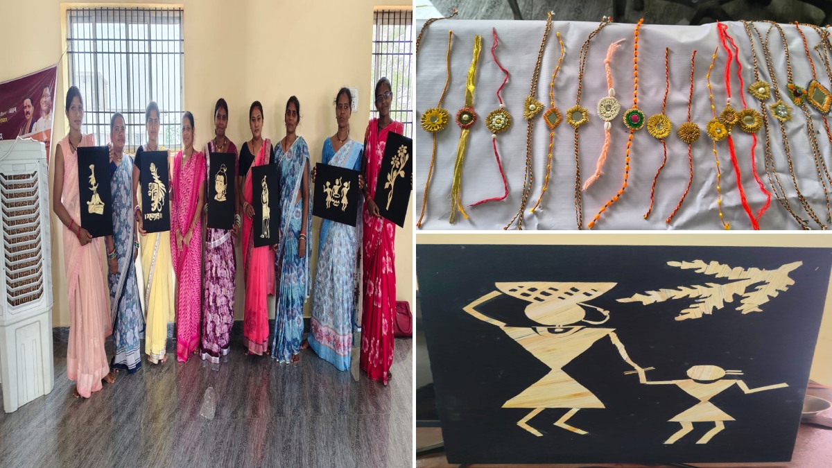 जिला प्रशासन की पहल: महिलाओं ने आत्मनिर्भरता की दिशा में बढ़ाया कदम, पैरा आर्ट के प्रशिक्षण से धान और चांवल से बना रहीं राखियां