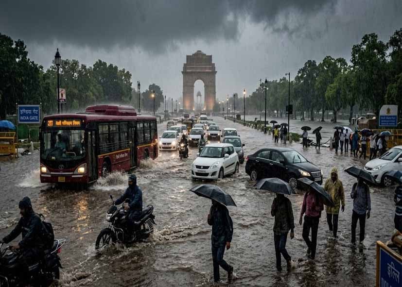 Delhi Weather: दिल्ली में मूसलाधार बारिश, सड़कें बनीं तालाब; IMD ने जारी किया रेड अलर्ट