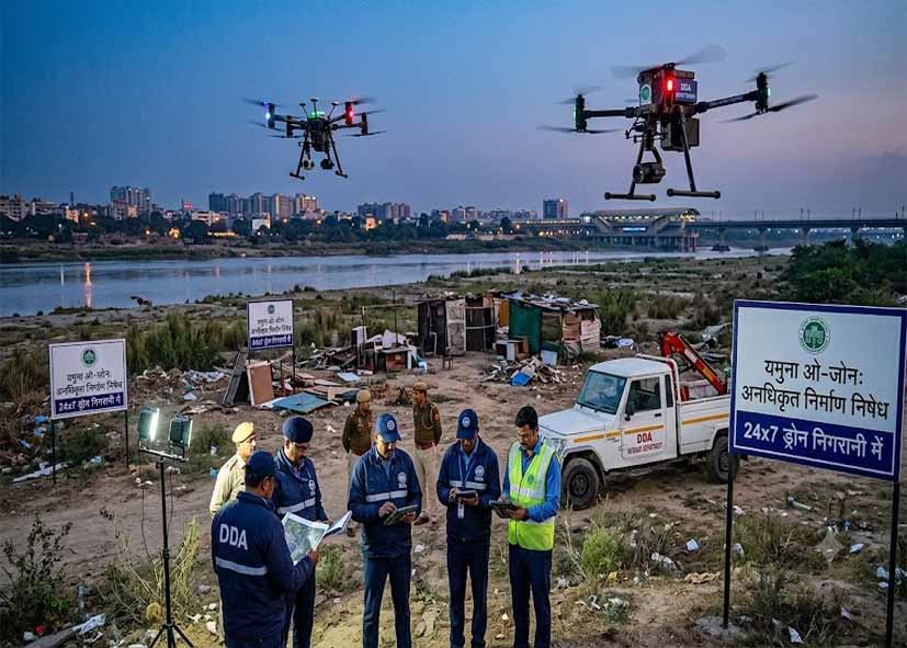 यमुना के O-जोन पर DDA का सख्त एक्शन, ड्रोन से रखी जाएगी 24×7 नजर