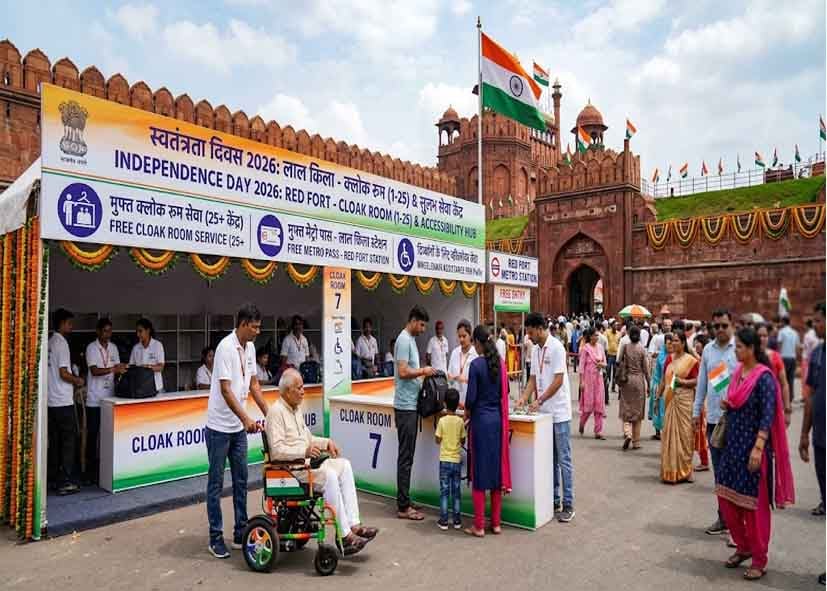 Independence Day 2026: लाल किले में 25 क्लोक रूम, मुफ्त मेट्रो और दिव्यांगों के लिए व्हीलचेयर सुविधा