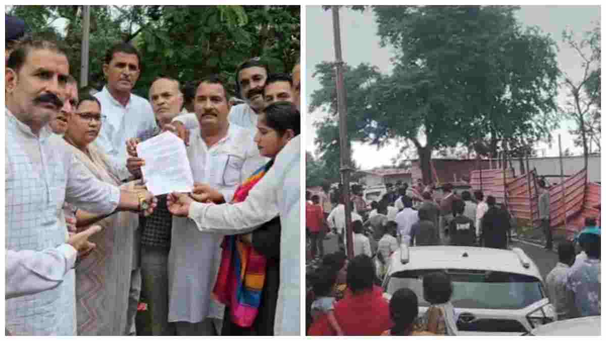 सलकनपुर देवी धाम में श्रद्धालुओं पर हमले के विरोध में कांग्रेस का उग्र प्रदर्शन, राज्यपाल के नाम सौंपा ज्ञापन
