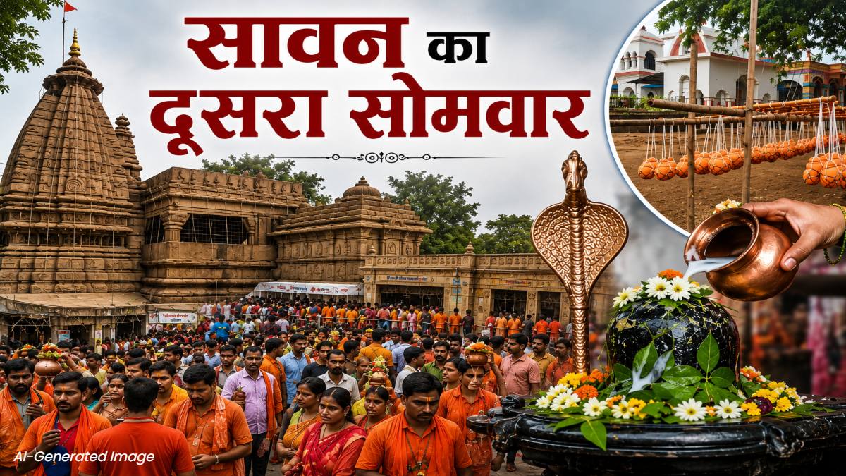 सावन का दूसरा सोमवार : शिवालयों में दर्शन के लिए लगा भक्तों का तांता, बोल बम के जयकारों के साथ पहुंचे कांवड़िए