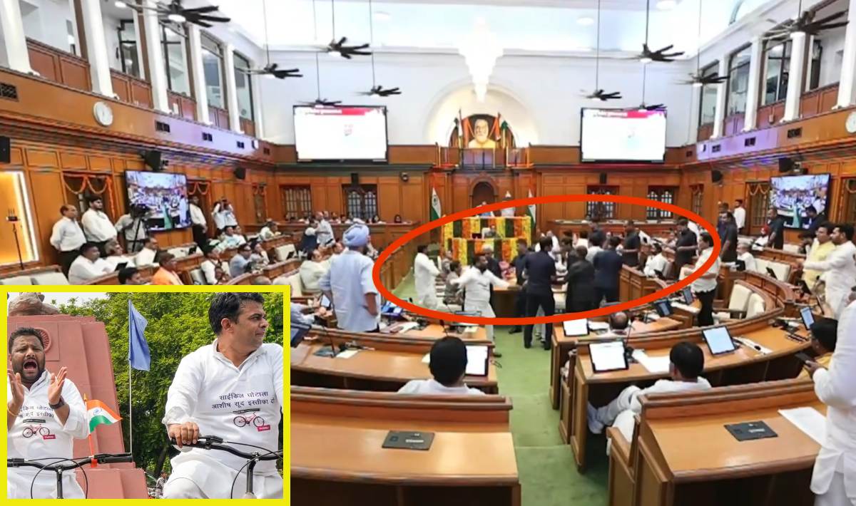 दिल्ली विधानसभा में ‘टी-शर्ट’ पर बवाल; 6 AAP विधायक मार्शल आउट किए गए