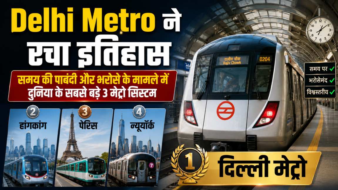 Delhi Metro ने रचा इतिहास: समय की पाबंदी और भरोसे के मामले में दुनिया के 3 सबसे बड़े मेट्रो सिस्टम को पीछे छोड़ा