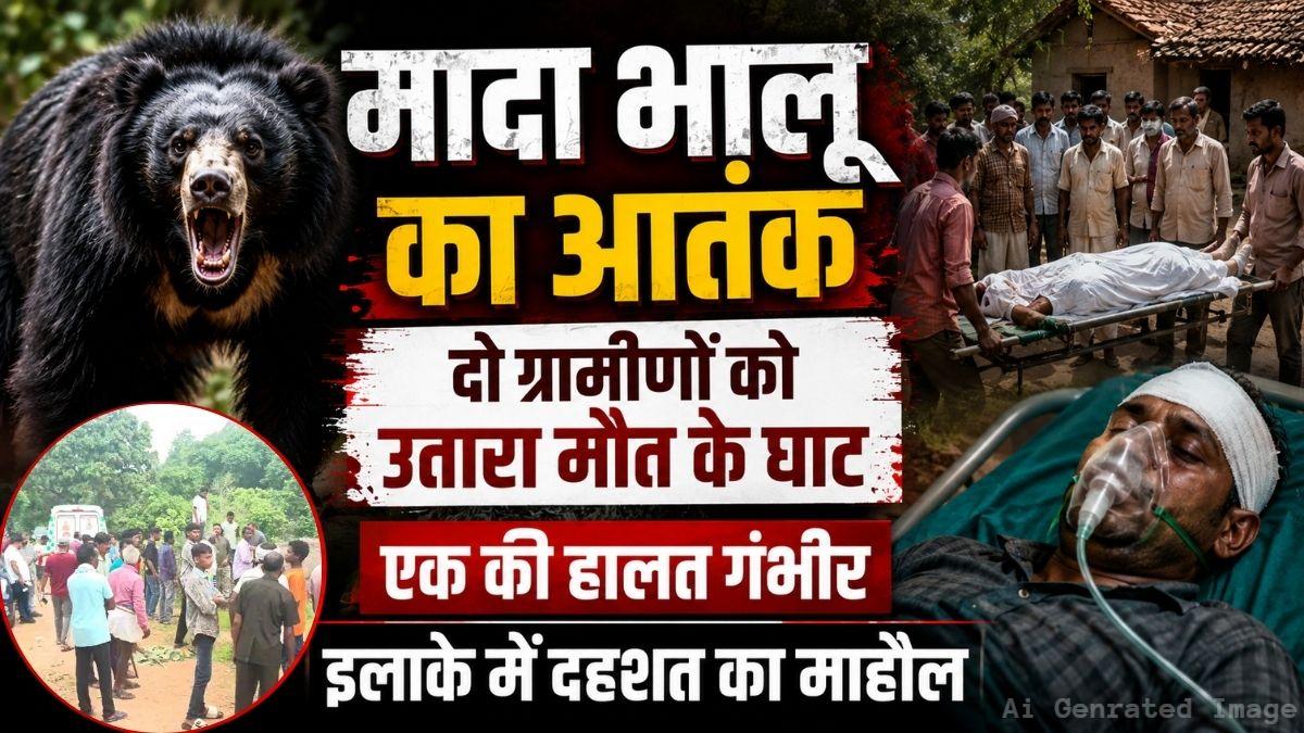 मादा भालू का आतंक: दो ग्रामीणों को उतारा मौत के घाट, एक की हालत गंभीर, इलाके में दहशत का माहौल