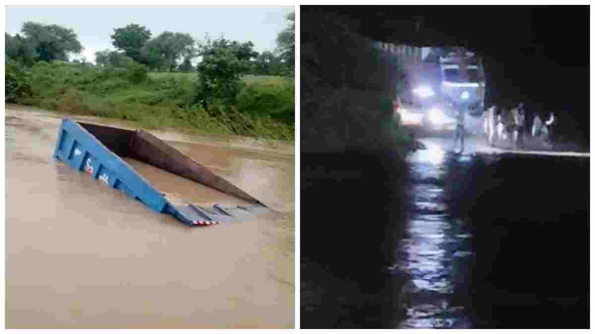 पन्ना में उफनती नदी में बहा डंपर: मौत को मात देकर निकला ड्राइवर, तैरकर बचाई जान  