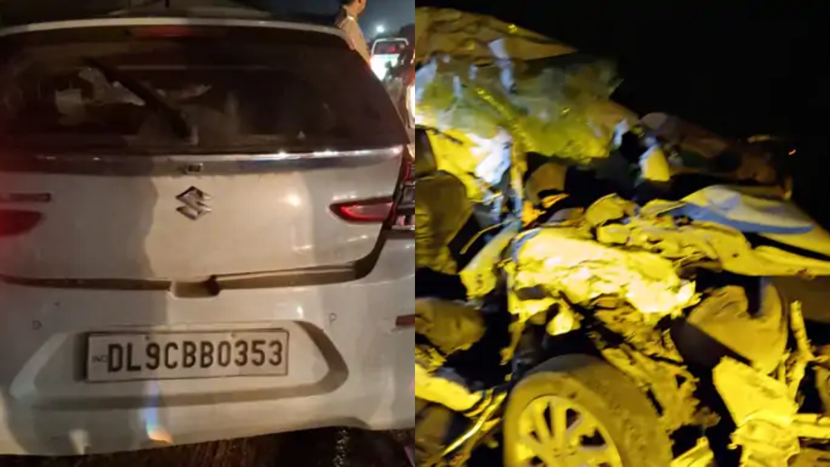जेवर में यमुना एक्सप्रेस-वे पर मौत का तांडव, डिवाइडर तोड़ दूसरी लेन में गिरा ट्रक; कार सवार 4 की मौत