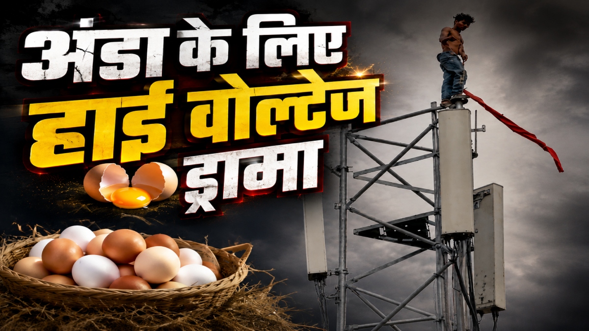 हाई वोल्टेज ड्रामा: खाने में नहीं मिला अंडा, तो टावर पर चढ़ गया सिरफिरा युवक, देखिए वायरल वीडियो