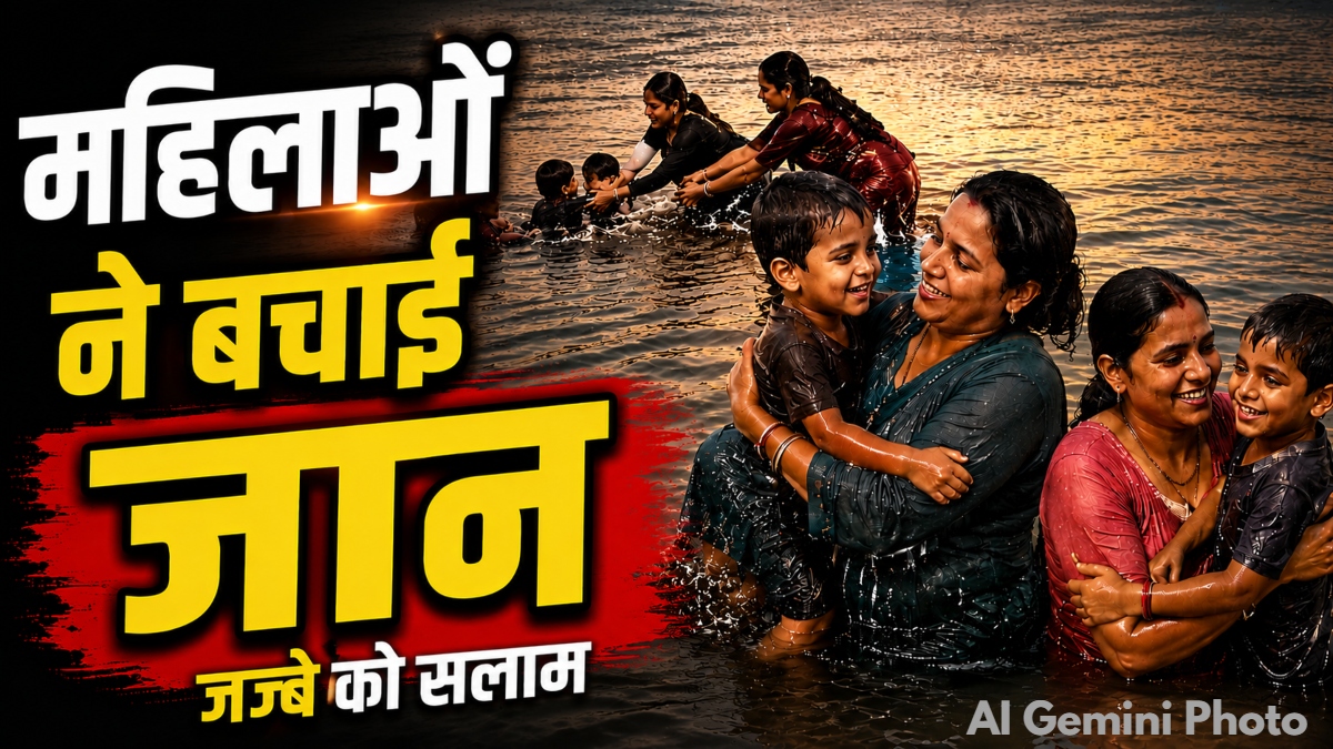 जज्बे को सलाम: नदी के तेज बहाव में बह रहे थे बच्चे, महिलाओं ने बचाई जान, देखें वीडियो