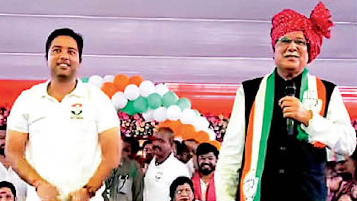 पाटन में भूपेश का बड़ा सियासी संकेत, चैतन्य को मंच पर किया आगे, कहा- मैंने नहीं, अमित शाह ने बना दिया नेता