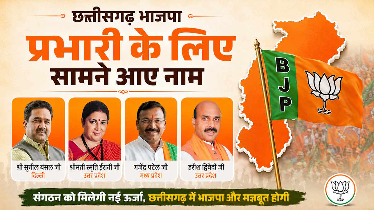 राष्ट्रीय टीम के बाद छत्तीसगढ़ भाजपा में भी बदलाव की अटकलें, प्रभारी के तौर पर जानिए किन नेताओं की हो रही है चर्चा…