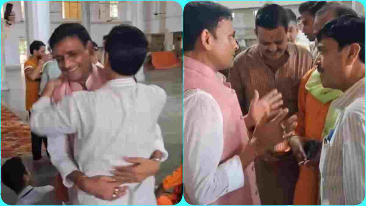 माई के दरबार में दोस्ती की अनूठी तस्वीर: पीताम्बरा पीठ में आमने-सामने हुए आशुतोष तिवारी-कांग्रेस नेता, गर्मजोशी से मिले गले