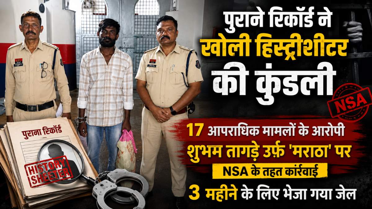 पुराने रिकॉर्ड ने खोली हिस्ट्रीशीटर की कुंडली: 17 आपराधिक मामलों के आरोपी शुभम तागड़े उर्फ ‘मराठा’ पर NSA के तहत कार्रवाई, 3 महीने के लिए भेजा गया जेल