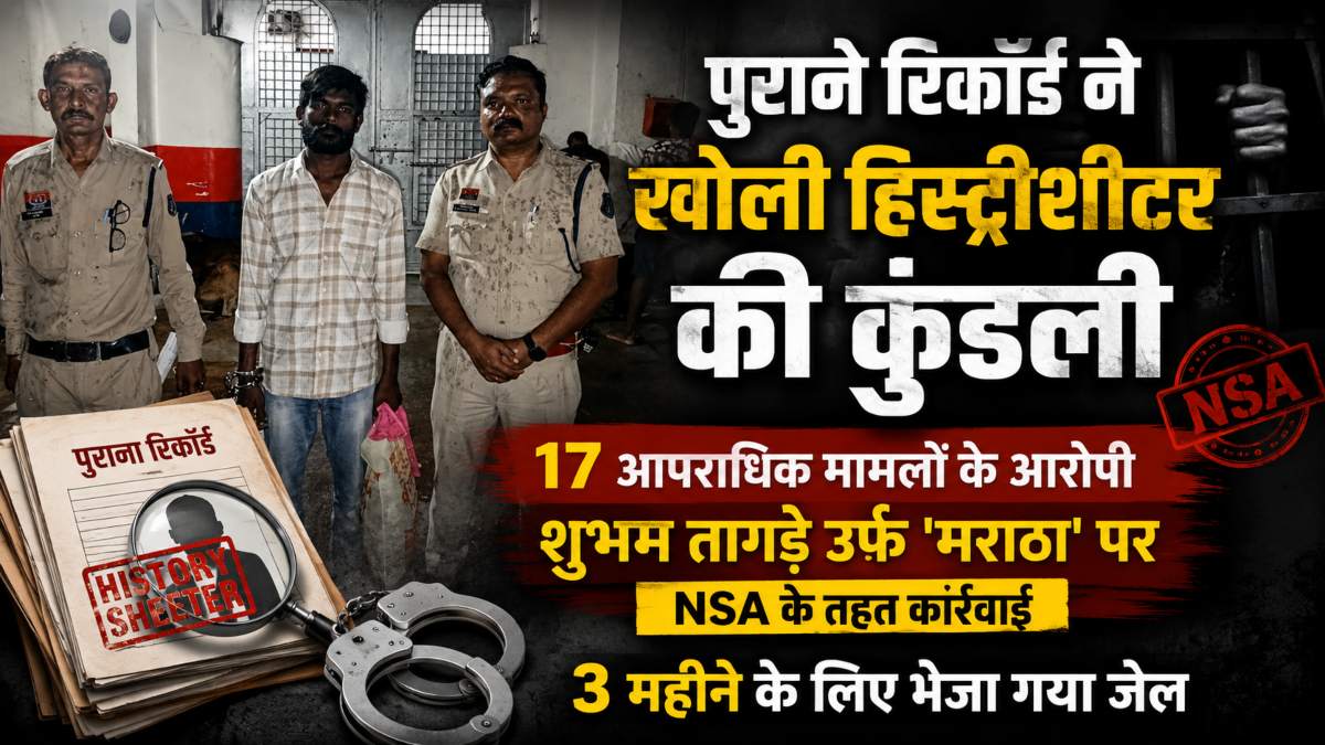पुराने रिकॉर्ड ने खोली हिस्ट्रीशीटर की कुंडली: 17 आपराधिक मामलों के आरोपी शुभम तागड़े उर्फ ‘मराठा’ पर NSA के तहत कार्रवाई, 3 महीने के लिए भेजा गया जेल